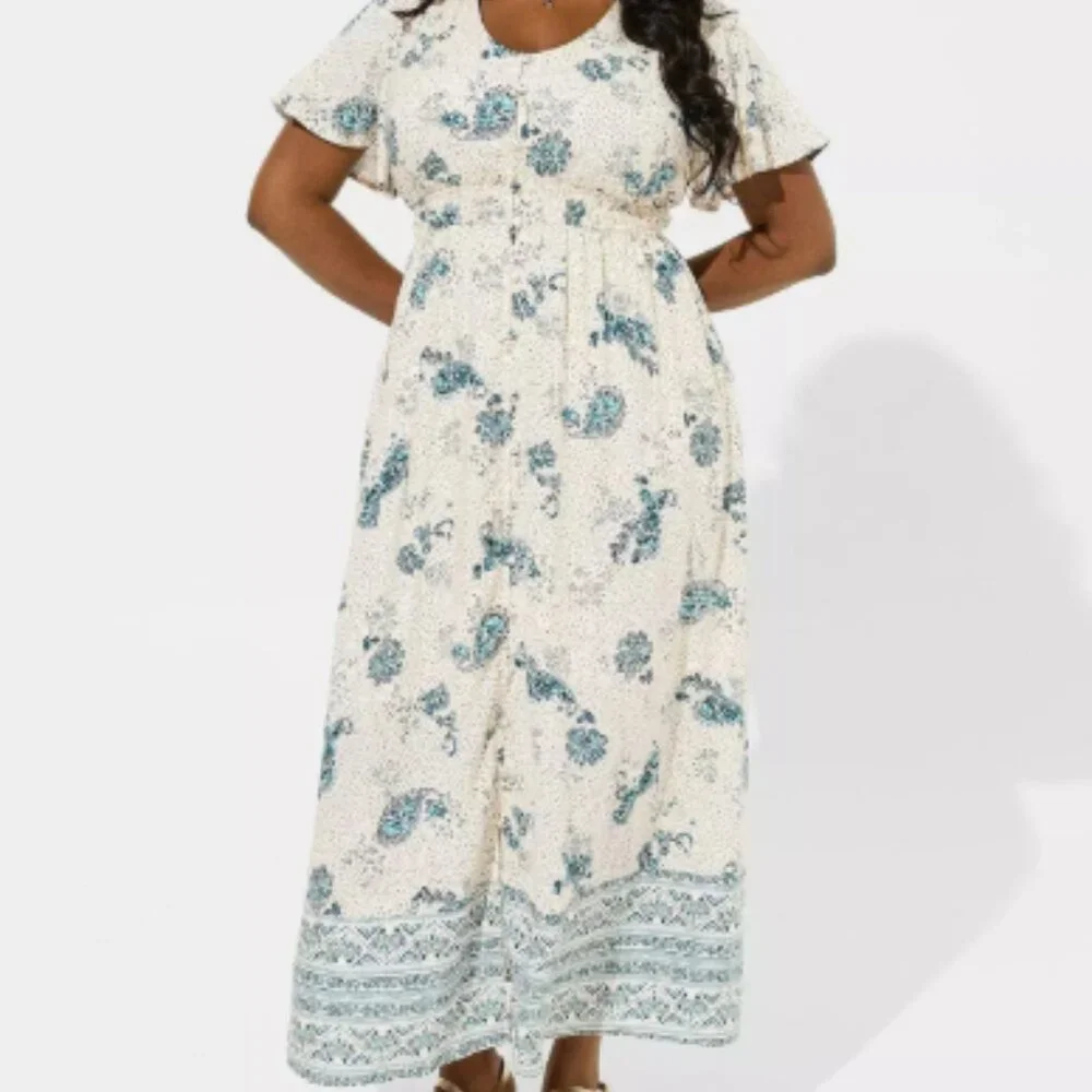 Torrid Maxi Wash Challis Button Front Aline Dress - Picture 1 of 6